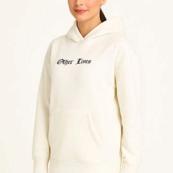 Kadın Oversize Kapüşonlu Kanguru Cepli Baskılı 3 İplik Pamuklu Sweatshirt Hoodie - Beyaz Kadın Oversize Kapüşonlu Kanguru Cepli Baskılı 3 İplik Pamuklu Sweatshirt Hoodie - Beyaz