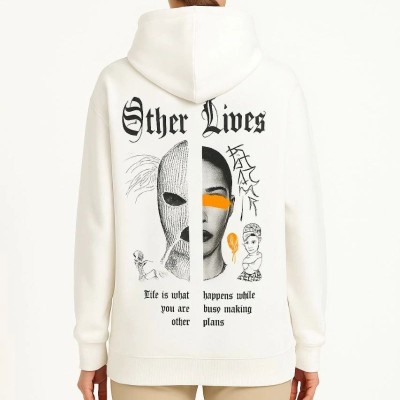 Kadın Oversize Kapüşonlu Kanguru Cepli Baskılı 3 İplik Pamuklu Sweatshirt Hoodie - Beyaz Kadın Oversize Kapüşonlu Kanguru Cepli Baskılı 3 İplik Pamuklu Sweatshirt Hoodie - Beyaz