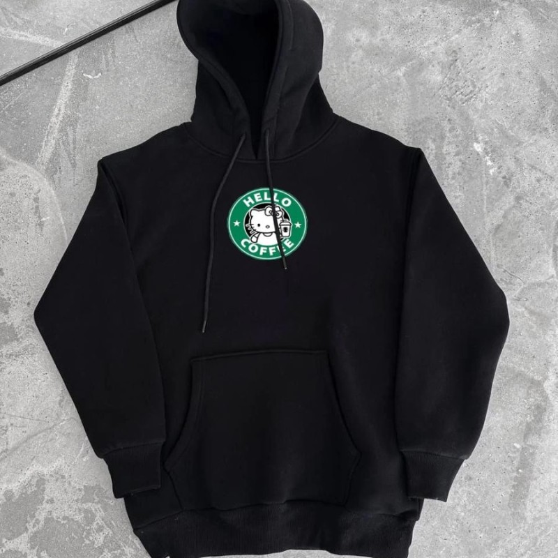 Kadın Oversize Kapüşonlu Kanguru Cepli Baskılı 3 İplik Pamuklu Sweatshirt Hoodie - Siyah Kadın Oversize Kapüşonlu Kanguru Cepli Baskılı 3 İplik Pamuklu Sweatshirt Hoodie - Siyah