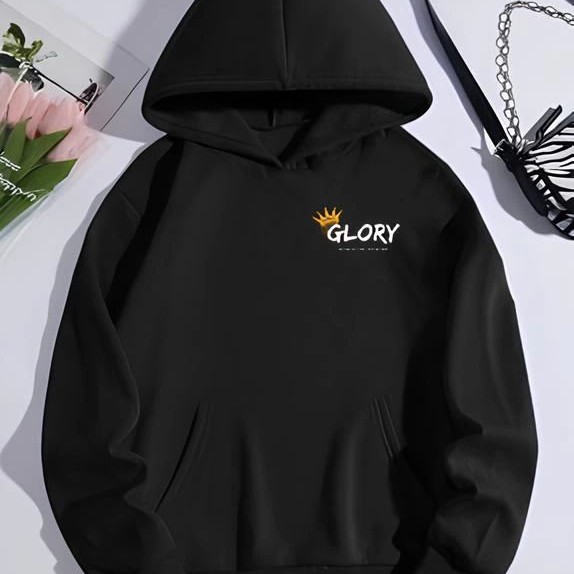 Kadın Oversize Kapüşonlu Kanguru Cepli Baskılı 3 İplik Pamuklu Sweatshirt Hoodie - Siyah Kadın Oversize Kapüşonlu Kanguru Cepli Baskılı 3 İplik Pamuklu Sweatshirt Hoodie - Siyah