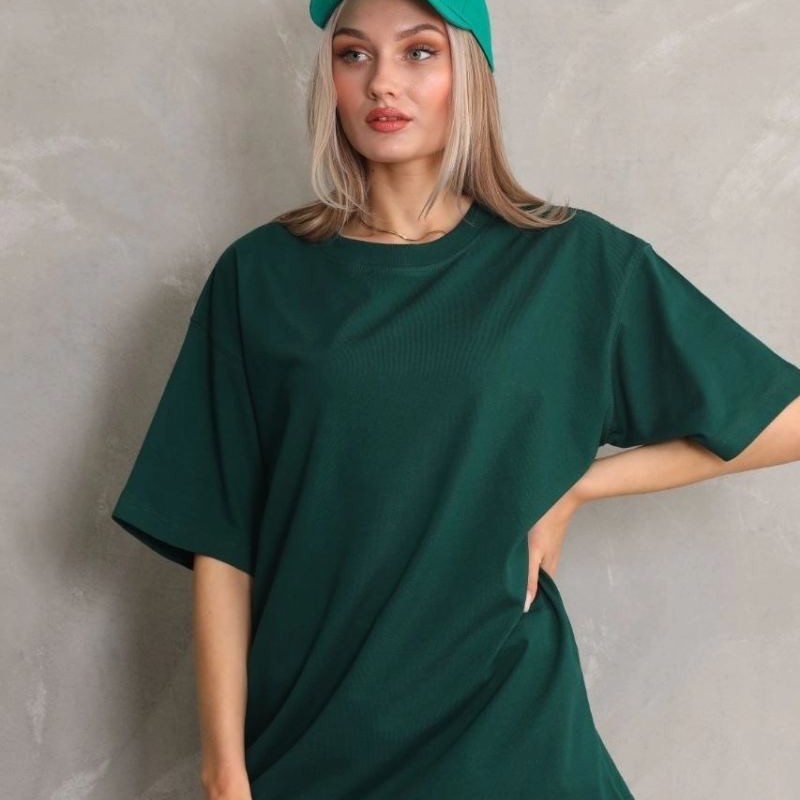 Kadın Regular Fit Tişört Bisiklet Yaka Yazlık Kısa Kol Basıc T-Shirt - Yeşil