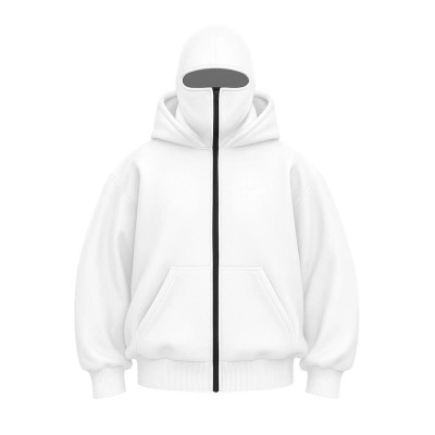 Kadın Samuray Ninja Çift Kapüşonlu Maske Detaylı 3 İplik Hoodie - Beyaz Kadın Samuray Ninja Çift Kapüşonlu Maske Detaylı 3 İplik Hoodie - Beyaz