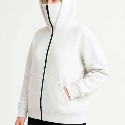 Kadın Samuray Ninja Çift Kapüşonlu Maske Detaylı 3 İplik Hoodie - Beyaz Kadın Samuray Ninja Çift Kapüşonlu Maske Detaylı 3 İplik Hoodie - Beyaz