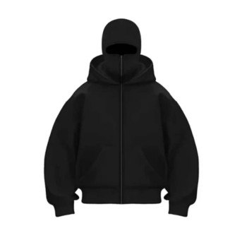 Kadın Samuray Ninja Çift Kapüşonlu Maske Detaylı 3 İplik Hoodie - Siyah Kadın Samuray Ninja Çift Kapüşonlu Maske Detaylı 3 İplik Hoodie - Siyah