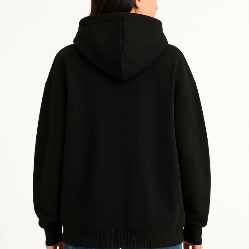 Kadın Samuray Ninja Çift Kapüşonlu Maske Detaylı 3 İplik Hoodie - Siyah Kadın Samuray Ninja Çift Kapüşonlu Maske Detaylı 3 İplik Hoodie - Siyah
