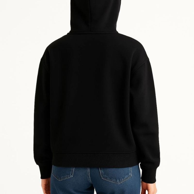 Kadın Samuray Ninja Çift Kapüşonlu Maske Detaylı 3 İplik Hoodie - Siyah Kadın Samuray Ninja Çift Kapüşonlu Maske Detaylı 3 İplik Hoodie - Siyah