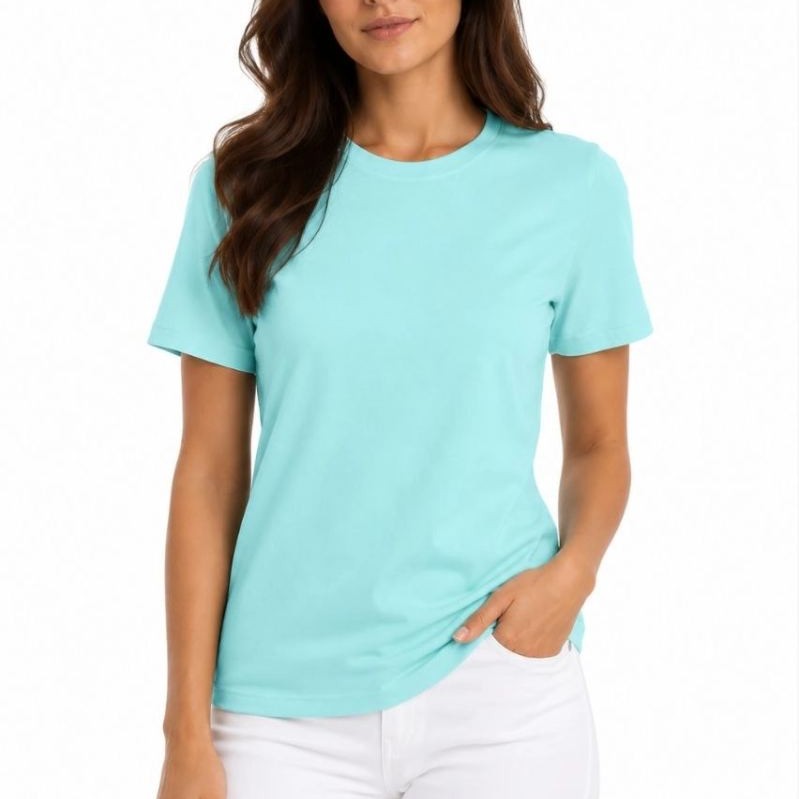 Kadın T-Shirt Bisiklet Yaka Slim Fit Likralı Tişört Günlük Basic Body - Turkuaz Kadın T-Shirt Bisiklet Yaka Slim Fit Likralı Tişört Günlük Basic Body - Turkuaz