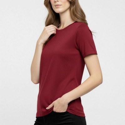 Kadın T-Shirt Bisiklet Yaka Slim Fit Likralı Tişört Yazlık Basic Body - Bordo Kadın T-Shirt Bisiklet Yaka Slim Fit Likralı Tişört Yazlık Basic Body - Bordo
