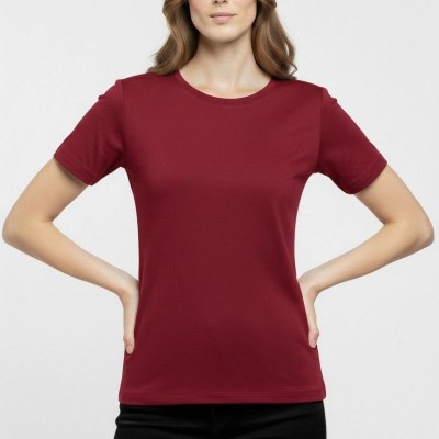 Kadın T-Shirt Bisiklet Yaka Slim Fit Likralı Tişört Yazlık Basic Body - Bordo Kadın T-Shirt Bisiklet Yaka Slim Fit Likralı Tişört Yazlık Basic Body - Bordo