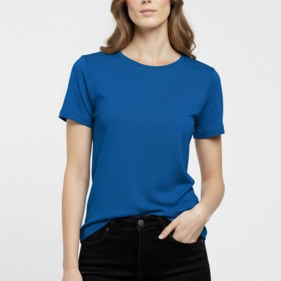 Kadın T-Shirt Bisiklet Yaka Slim Fit Likralı Tişört Yazlık Basic Body - İndigo Kadın T-Shirt Bisiklet Yaka Slim Fit Likralı Tişört Yazlık Basic Body - İndigo