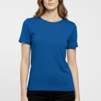Kadın T-Shirt Bisiklet Yaka Slim Fit Likralı Tişört Yazlık Basic Body - İndigo Kadın T-Shirt Bisiklet Yaka Slim Fit Likralı Tişört Yazlık Basic Body - İndigo