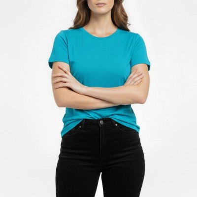 Kadın T-Shirt Bisiklet Yaka Slim Fit Likralı Tişört Yazlık Basic Body - Turkuvaz Kadın T-Shirt Bisiklet Yaka Slim Fit Likralı Tişört Yazlık Basic Body - Turkuvaz