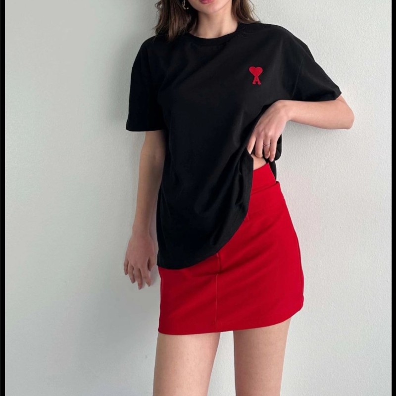 Kadın Tişört Bisiklet Yaka Baskılı Oversize Kısa Kol T-Shirt - Siyah Kadın Tişört Bisiklet Yaka Baskılı Oversize Kısa Kol T-Shirt - Siyah