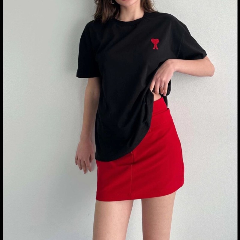 Kadın Tişört Bisiklet Yaka Baskılı Oversize Kısa Kol T-Shirt - Siyah Kadın Tişört Bisiklet Yaka Baskılı Oversize Kısa Kol T-Shirt - Siyah