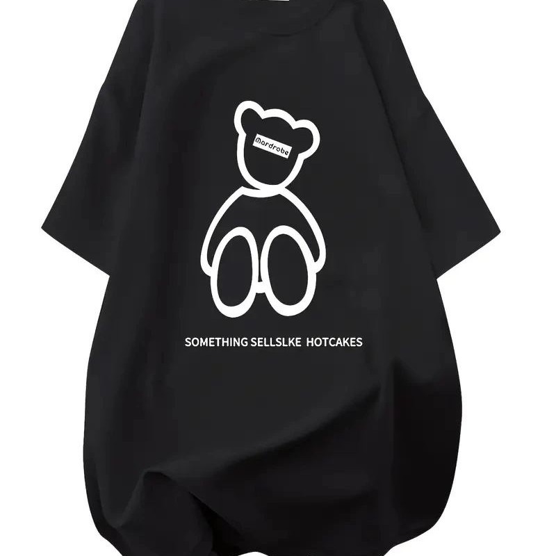 Kadın Tişört Penye Compack Baskılı Oversize Bisiklet Yaka T-shirt - Siyah Kadın Tişört Penye Compack Baskılı Oversize Bisiklet Yaka T-shirt - Siyah