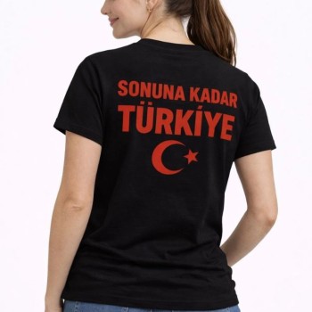 Kadın TÜRKİYE Ay Yıldız Baskılı Taraftar Forma T-Shirt - Siyah Kadın TÜRKİYE Ay Yıldız Baskılı Taraftar Forma T-Shirt - Siyah