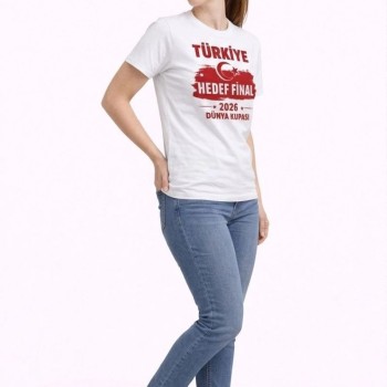 Kadın TÜRKİYE Baskılı Tişört Ay Yıldız 2026 Dünya Kupası Taraftar Forma T-Shirt - Beyaz Kadın TÜRKİYE Baskılı Tişört Ay Yıldız 2026 Dünya Kupası Taraftar Forma T-Shirt - Beyaz