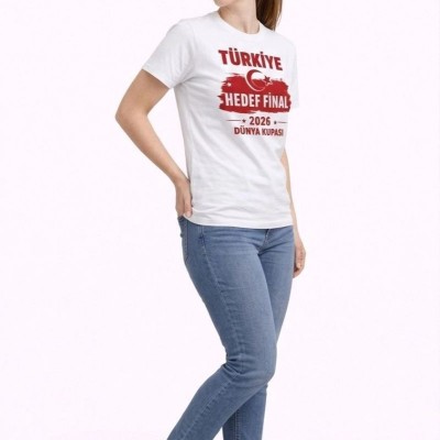 Kadın TÜRKİYE Baskılı Tişört Ay Yıldız 2026 Dünya Kupası Taraftar Forma T-Shirt - Beyaz Kadın TÜRKİYE Baskılı Tişört Ay Yıldız 2026 Dünya Kupası Taraftar Forma T-Shirt - Beyaz