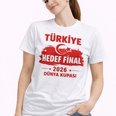 Kadın TÜRKİYE Baskılı Tişört Ay Yıldız 2026 Dünya Kupası Taraftar Forma T-Shirt - Beyaz Kadın TÜRKİYE Baskılı Tişört Ay Yıldız 2026 Dünya Kupası Taraftar Forma T-Shirt - Beyaz