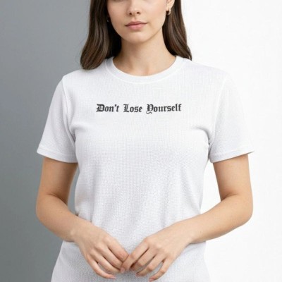 Kadın Wafıl Kumaş Tişört Regular Kalıp Bisiklet Yaka Baskılı T-Shirt - Beyaz Kadın Wafıl Kumaş Tişört Regular Kalıp Bisiklet Yaka Baskılı T-Shirt - Beyaz