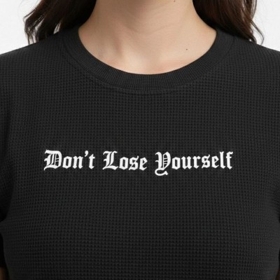 Kadın Wafıl Kumaş Tişört Regular Kalıp Bisiklet Yaka Baskılı T-Shirt - Siyah Kadın Wafıl Kumaş Tişört Regular Kalıp Bisiklet Yaka Baskılı T-Shirt - Siyah