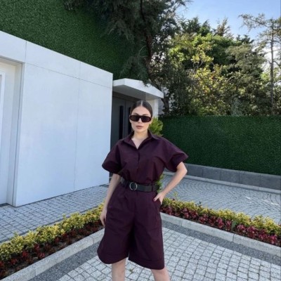 Kadın Yakalı Gömlek Kemerli Şortlu Alt-Üst Takım - Bordo Kadın Yakalı Gömlek Kemerli Şortlu Alt-Üst Takım - Bordo