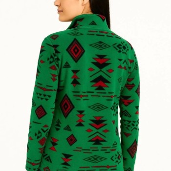 Kadın Yarım Fermuarlı Desenli Polar Sweat Tribal Etnik Desen Yakalı Uzun Kollu - Yeşil Kadın Yarım Fermuarlı Desenli Polar Sweat Tribal Etnik Desen Yakalı Uzun Kollu - Yeşil