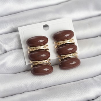 Kahverengi Vintage Model Gold Renk Kadın Küpe Kahverengi Vintage Model Gold Renk Kadın Küpe