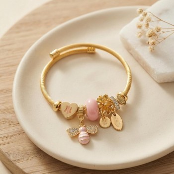 Kalp ve Arı Model Pembe Charmlı Bileklik Kalp ve Arı Model Pembe Charmlı Bileklik