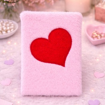 Kalpli Pembe Peluş Defter Kalpli Pembe Peluş Defter