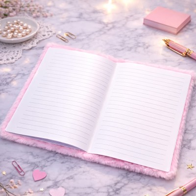 Kalpli Pembe Peluş Defter Kalpli Pembe Peluş Defter
