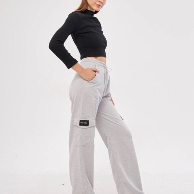 Kargo Cepli Palazzo Oversize Kesim İki iplik Bol Paça Eşofman Altı Pantolon - Gri Kargo Cepli Palazzo Oversize Kesim İki iplik Bol Paça Eşofman Altı Pantolon - Gri