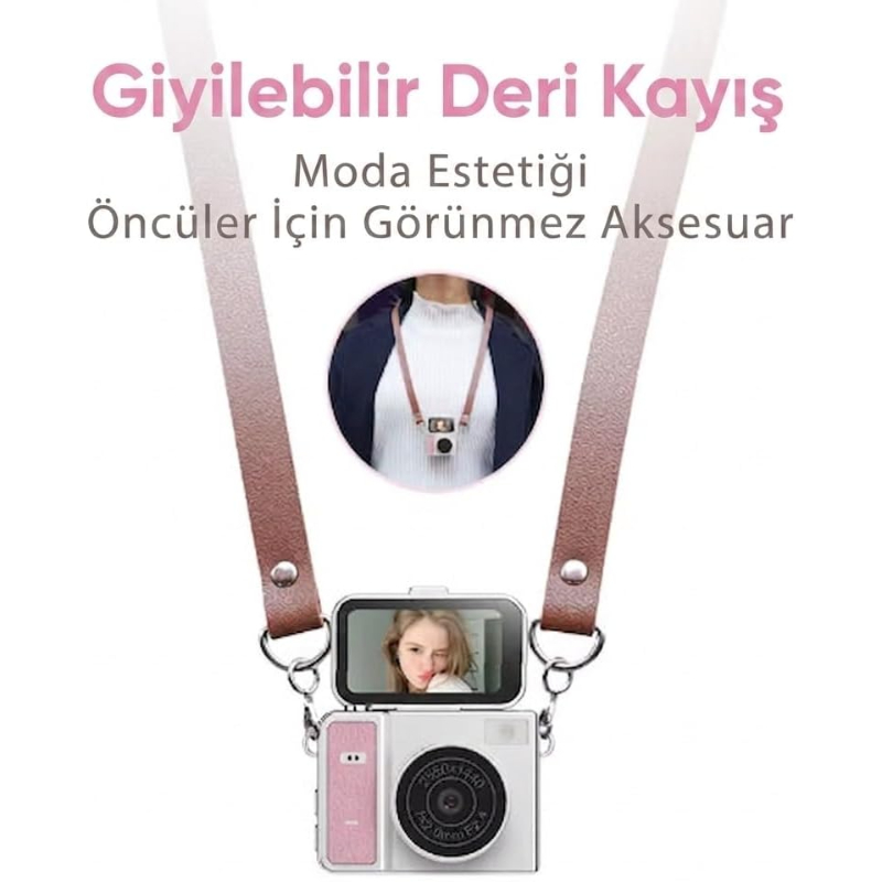 Katlanabilir Ekranlı Mini Vlog Kamerası - Anahtarlık Boyutu - 2K Kalite Katlanabilir Ekranlı Mini Vlog Kamerası - Anahtarlık Boyutu - 2K Kalite