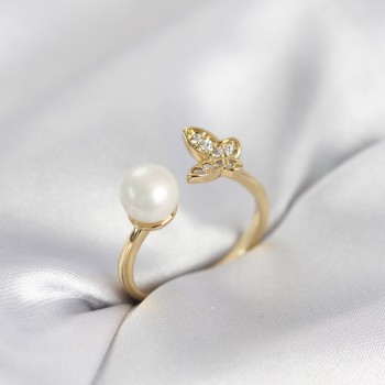 Kelebek İncili Model Gold Renk Zirkon Taşlı Kadın Yüzük Kelebek İncili Model Gold Renk Zirkon Taşlı Kadın Yüzük