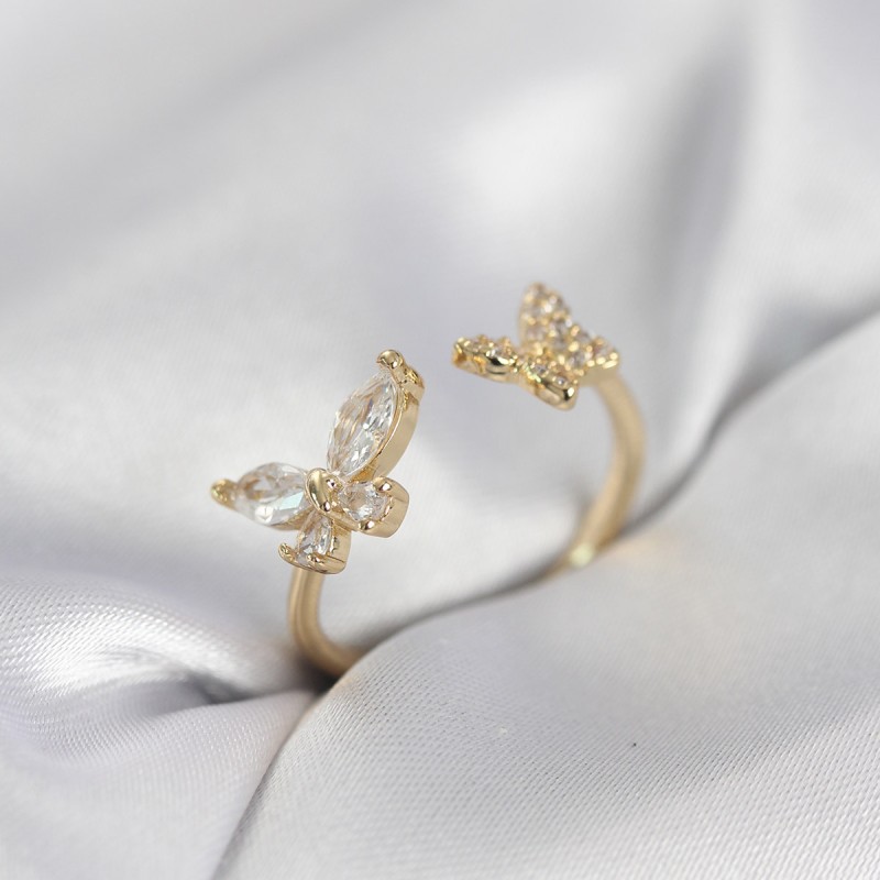 Kelebek Model Zirkon Taşlı Gold Renk Kadın Yüzük Kelebek Model Zirkon Taşlı Gold Renk Kadın Yüzük