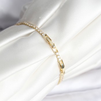 Kelebek Model Zirkon Taşlı Gold Renk Pirinç Su Yolu Kadın Bileklik
