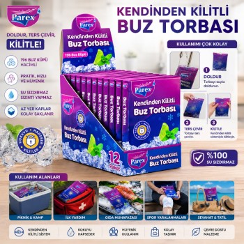 Kendinden Kilitli Buz Torbası - Koku Hapsetme Özellikli - Sızdırmaz Tasarım Kendinden Kilitli Buz Torbası - Koku Hapsetme Özellikli - Sızdırmaz Tasarım