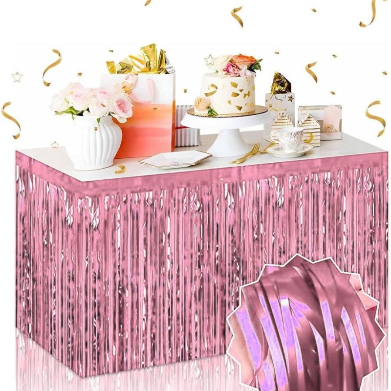 Kendinden Yapışkanlı Rose Gold Metalize Püsküllü Masa Eteği Kendinden Yapışkanlı Rose Gold Metalize Püsküllü Masa Eteği