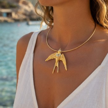 Kırlangıç Model Gold Renk Choker Kadın Kolye