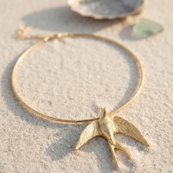 Kırlangıç Model Gold Renk Choker Kadın Kolye