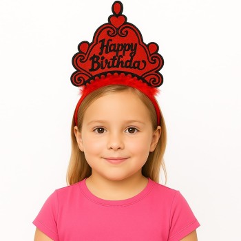 Kırmızı Happy Birthday Doğum Günü Prenses Tacı Kırmızı Happy Birthday Doğum Günü Prenses Tacı