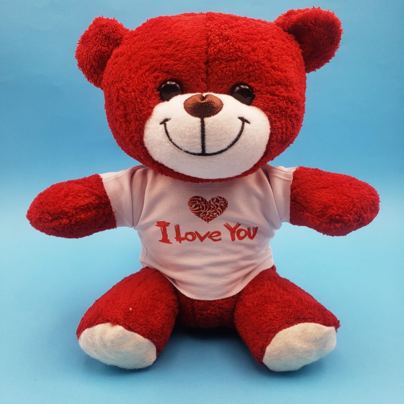 Kırmızı I Love You Tişörtlü Peluş Ayıcık Kırmızı I Love You Tişörtlü Peluş Ayıcık