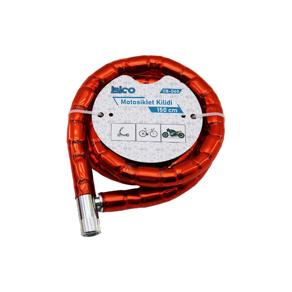 Kırmızı Motor Bisiklet Kilidi 22 mm x 150 cm Kırmızı Motor Bisiklet Kilidi 22 mm x 150 cm