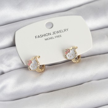 Kitty Model Gold Renk Pirinç Çocuk Küpe Kitty Model Gold Renk Pirinç Çocuk Küpe
