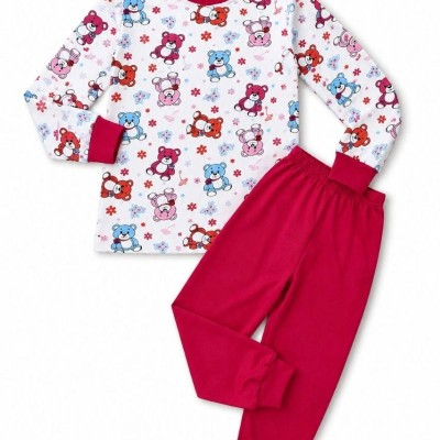 Kız Çocuk Premium Penye Ayıcık Desenli Uzun Kollu Pijama Takımı 2-11 Yaş - Kırmızı Kız Çocuk Premium Penye Ayıcık Desenli Uzun Kollu Pijama Takımı 2-11 Yaş - Kırmızı