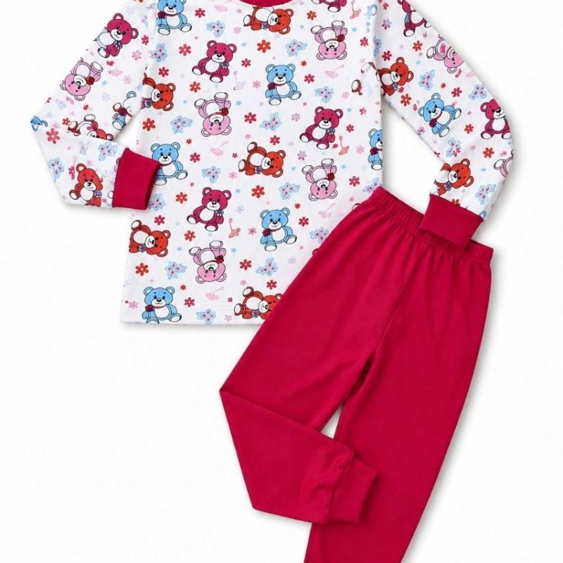 Kız Çocuk Premium Penye Ayıcık Desenli Uzun Kollu Pijama Takımı 2-11 Yaş - Kırmızı Kız Çocuk Premium Penye Ayıcık Desenli Uzun Kollu Pijama Takımı 2-11 Yaş - Kırmızı