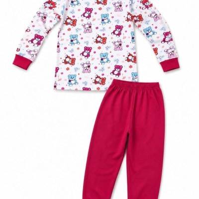 Kız Çocuk Premium Penye Ayıcık Desenli Uzun Kollu Pijama Takımı 2-11 Yaş - Kırmızı Kız Çocuk Premium Penye Ayıcık Desenli Uzun Kollu Pijama Takımı 2-11 Yaş - Kırmızı