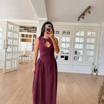 Kolsuz Uzun Kabardin Elbise - Bordo Kolsuz Uzun Kabardin Elbise - Bordo