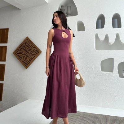 Kolsuz Uzun Kabardin Elbise - Bordo Kolsuz Uzun Kabardin Elbise - Bordo