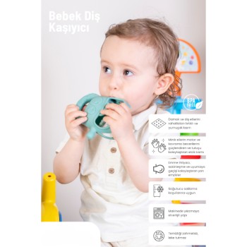 Koyu Yeşil Bebek Silikon Diş Kaşıyıcı Koyu Yeşil Bebek Silikon Diş Kaşıyıcı